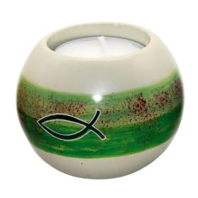 Produktbild des Artikels  Teelichthalter aus Speckstein "Ichthys" - grün