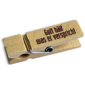 Produktbild des Artikels Holzklammer "Gott hält was er verspricht" (Schreibwaren)