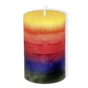 Produktbild des Artikels Regenbogenkerze Stumpenform - 7,5 cm ()