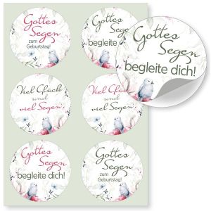 Produktbild des Artikels Aufkleber-Gruß-Karten: Gottes Segen zum Geburtstag, 4 Stück (Schreibwaren)