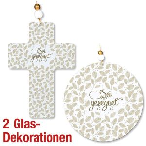 Produktbild des Artikels Spar-Paket: Glas-Dekorationen "Sei gesegnet" ()