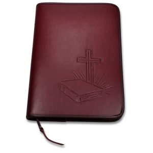 Produktbild des Artikels Bibelhülle "Bibel/Kreuz/Strahlen" Standard- weinrot (Kunstleder)