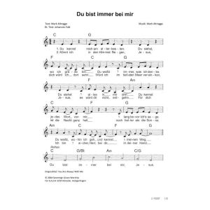 Produktbild des Artikels Du bist immer bei mir / You Are Always With Me (Noten - Download)