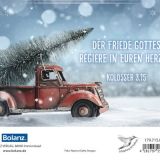 Faltkarte "Frohe Weihnachten - Pickup mit Tannenbaum"