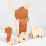 Set: Hirte mit Schafen aus Holz 3-teilig klein